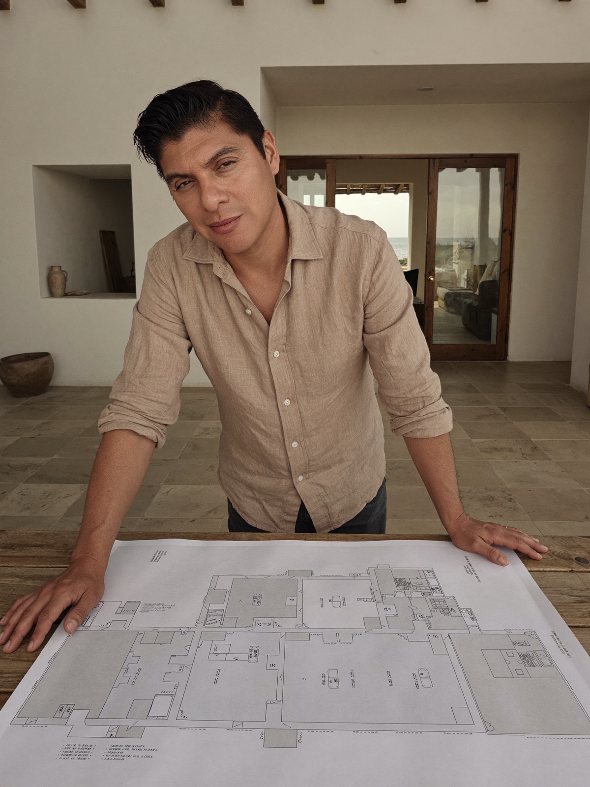 Emmanuel Santana analizando el masterplan de un desarrollo costero